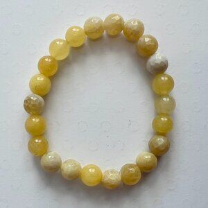 Handmade Yellow Crystal and Rondelle Stretch Bracelet 8mm
